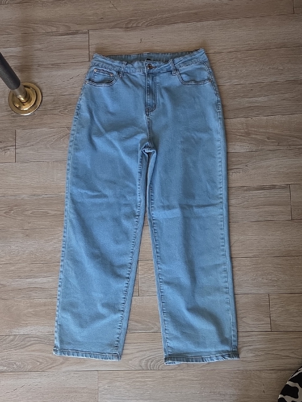 Automet Women’s Light Blue Straight-Leg Stretch Jeans Large